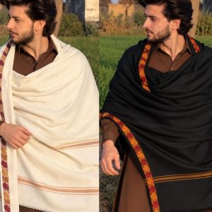 Winter Shawl M1 2 pcs - Black & Off-White
