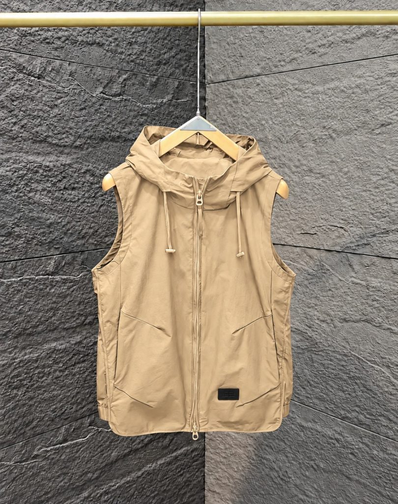 Sleeve less Hoodie Jacket M2 - Khaki